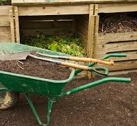 compost in wheelbarrow
